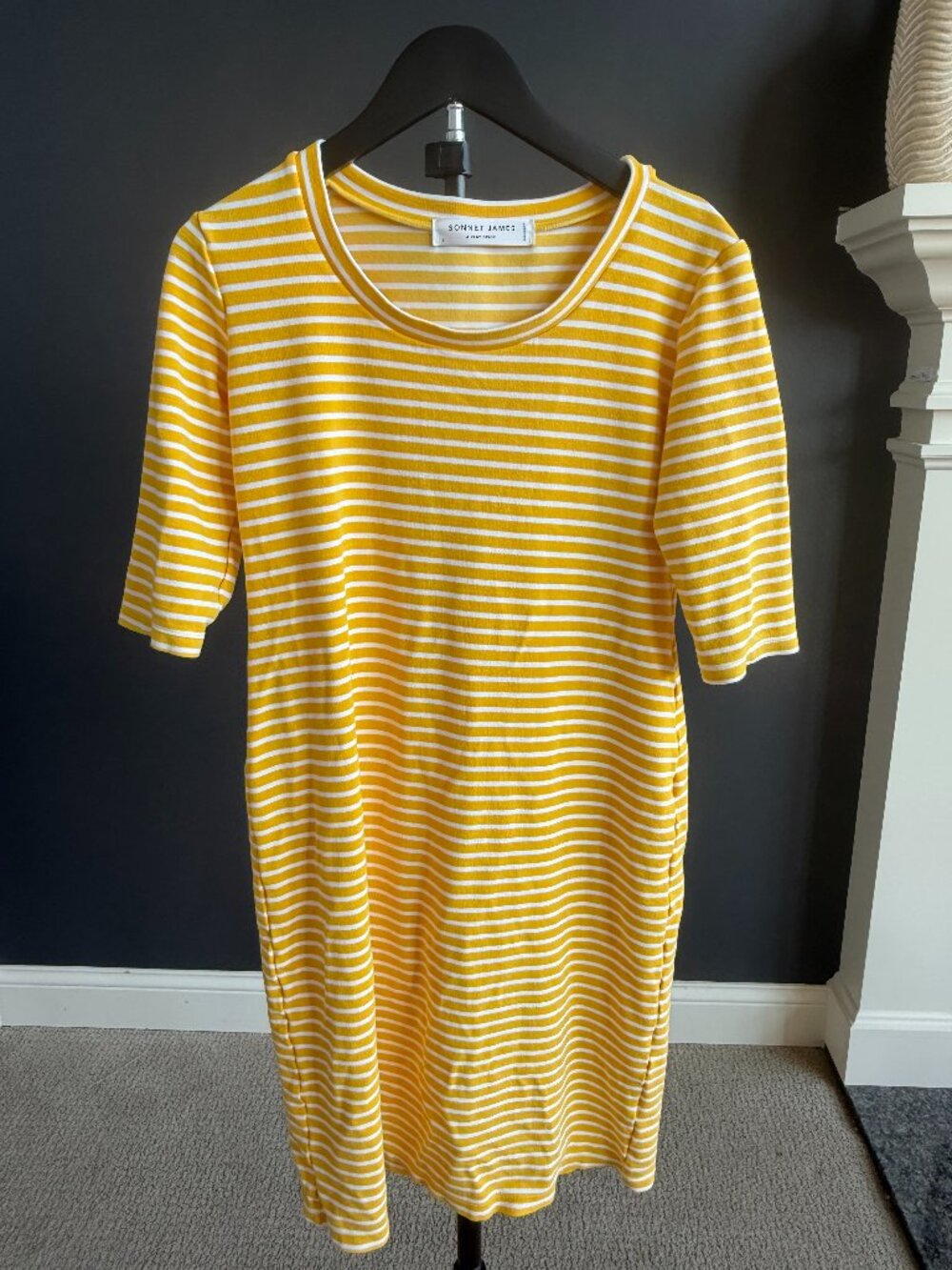 Sonnet James Yellow White Striped Cotton Play Dress S